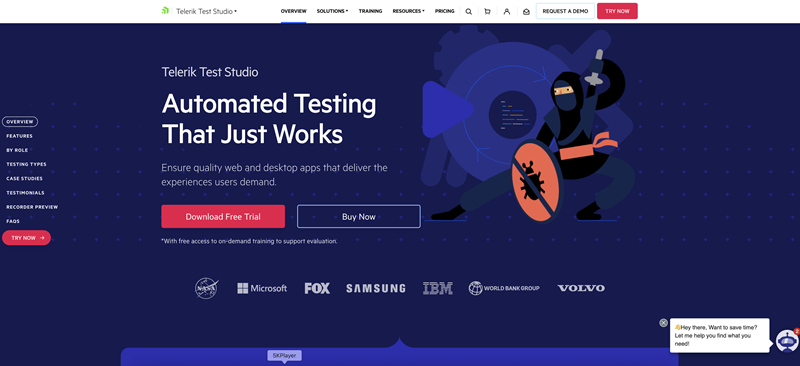 telerik-test-studio公式HPキャプチャ画像